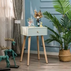 Nordlys Tables De Chevet Table De Chevet 1 Tiroir En Bois De Hêtre Vert Menthe -Surmatelas Soldes Magasin table de chevet 1 tiroir en bois de hetre vert menthe 1