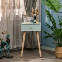 Nordlys Tables De Chevet Table De Chevet 1 Tiroir En Bois De Hêtre Vert Menthe -Surmatelas Soldes Magasin table de chevet 1 tiroir en bois de hetre vert menthe 3