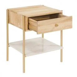 Rendez Vous Déco Tables De Chevet Table De Chevet 1 Tiroir En Bois De Manguier Et Marbre -Surmatelas Soldes Magasin table de chevet 1 tiroir en bois de manguier et marbre 1