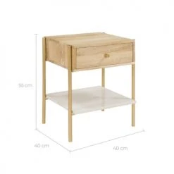 Rendez Vous Déco Tables De Chevet Table De Chevet 1 Tiroir En Bois De Manguier Et Marbre -Surmatelas Soldes Magasin table de chevet 1 tiroir en bois de manguier et marbre 2