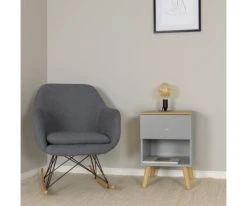 Meubles & Design Tables De Chevet Table De Chevet 1 Tiroir En Bois Gris -Surmatelas Soldes Magasin table de chevet 1 tiroir en bois gris 4