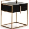 Thai Natura Tables De Chevet Table De Chevet 1 Tiroir En Bois Noir Structure Métal Doré -Surmatelas Soldes Magasin table de chevet 1 tiroir en bois noir structure metal dore