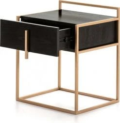 Thai Natura Tables De Chevet Table De Chevet 1 Tiroir En Bois Noir Structure Métal Doré -Surmatelas Soldes Magasin table de chevet 1 tiroir en bois noir structure metal dore 2