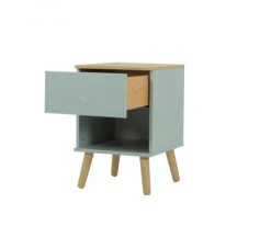 Meubles & Design Tables De Chevet Table De Chevet 1 Tiroir En Bois Vert -Surmatelas Soldes Magasin table de chevet 1 tiroir en bois vert 4