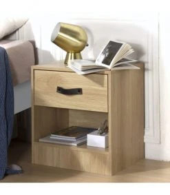 Casâme Tables De Chevet Table De Chevet 1 Tiroir Et 1 Niche - Marron -Surmatelas Soldes Magasin table de chevet 1 tiroir et 1 niche marron 1