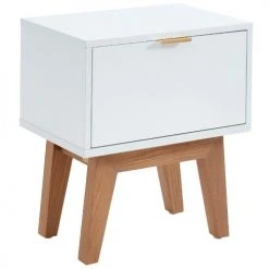 ELLE Décoration Tables De Chevet Table De Chevet 1 Tiroir - Laqué Blanc Mat -Surmatelas Soldes Magasin table de chevet 1 tiroir laque blanc mat 5