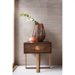 Kare Design Tables De Chevet Table De Chevet 1 Tiroir Rétro Marron Et Acier Doré -Surmatelas Soldes Magasin table de chevet 1 tiroir retro marron et acier dore 1