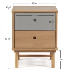 HOMN Tables De Chevet Table De Chevet 2 Tiroirs Couleur Bois Et Gris, Bois Massif -Surmatelas Soldes Magasin table de chevet 2 tiroirs couleur bois et gris bois massif 14