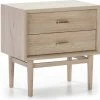 Thai Natura Tables De Chevet Table De Chevet 2 Tiroirs En Bois Clair Cérusé