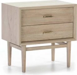 Thai Natura Tables De Chevet Table De Chevet 2 Tiroirs En Bois Clair Cérusé