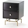 Thai Natura Tables De Chevet Table De Chevet 2 Tiroirs En Bois Couelur Noir Pieds Dorés