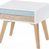 ReCollection Tables De Chevet Table De Chevet 2 Tiroirs En Bois Couleur Blanc Et Bleu
