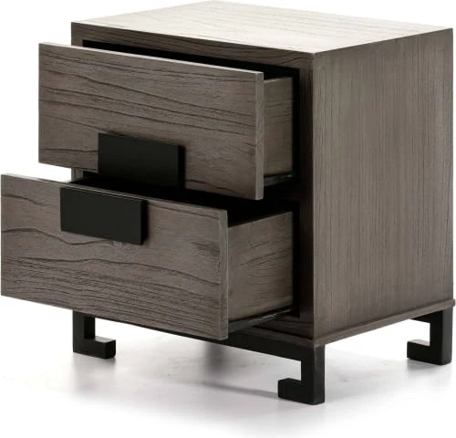 Thai Natura Tables De Chevet Table De Chevet 2 Tiroirs En Bois Couleur Gris Et Doré 5 Thai Natura Tables De Chevet Table De Chevet 2 Tiroirs En Bois Couleur Gris Et Doré – Image 3