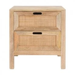 Rendez Vous Déco Tables De Chevet Table De Chevet 2 Tiroirs En Bois De Manguier Et Cannage