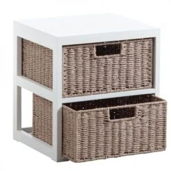 Aubry Gaspard Tables De Chevet Table De Chevet 2 Tiroirs En Bois Et Papier Cordé -Surmatelas Soldes Magasin table de chevet 2 tiroirs en bois et papier corde 1