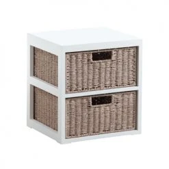 Aubry Gaspard Tables De Chevet Table De Chevet 2 Tiroirs En Bois Et Papier Cordé -Surmatelas Soldes Magasin table de chevet 2 tiroirs en bois et papier corde 2