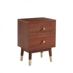 Drawer Tables De Chevet Table De Chevet 2 Tiroirs En Bois Foncé -Surmatelas Soldes Magasin table de chevet 2 tiroirs en bois fonce 2