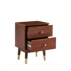 Drawer Tables De Chevet Table De Chevet 2 Tiroirs En Bois Foncé -Surmatelas Soldes Magasin table de chevet 2 tiroirs en bois fonce 3