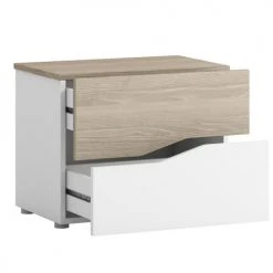 HOMN Tables De Chevet Table De Chevet 2 Tiroirs En Couleur Blanc Et Bois -Surmatelas Soldes Magasin table de chevet 2 tiroirs en couleur blanc et bois 1