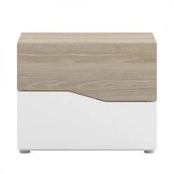 HOMN Tables De Chevet Table De Chevet 2 Tiroirs En Couleur Blanc Et Bois -Surmatelas Soldes Magasin table de chevet 2 tiroirs en couleur blanc et bois 3