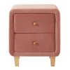 Homifab Tables De Chevet Table De Chevet 2 Tiroirs En Velours Rose Blush -Surmatelas Soldes Magasin table de chevet 2 tiroirs en velours rose blush