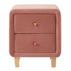 Homifab Tables De Chevet Table De Chevet 2 Tiroirs En Velours Rose Blush