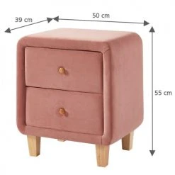 Homifab Tables De Chevet Table De Chevet 2 Tiroirs En Velours Rose Blush -Surmatelas Soldes Magasin table de chevet 2 tiroirs en velours rose blush 4