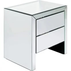 Kare Design Tables De Chevet Table De Chevet 2 Tiroirs En Verre Miroir -Surmatelas Soldes Magasin table de chevet 2 tiroirs en verre miroir 3