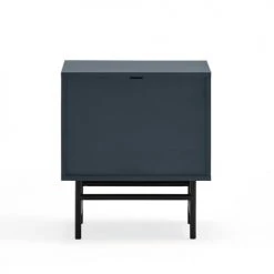 TEULAT Tables De Chevet Table De Chevet 2 Tiroirs Et 1 Porte En En Bleu Foncé Et Noir -Surmatelas Soldes Magasin table de chevet 2 tiroirs et 1 porte en en bleu fonce et noir 5