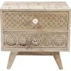 Kare Design Tables De Chevet Table De Chevet 2 Tiroirs Ethnique En Manguier Massif Sculpté -Surmatelas Soldes Magasin table de chevet 2 tiroirs ethnique en manguier massif sculpte