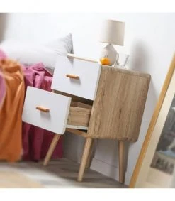 Casâme Tables De Chevet Table De Chevet 2 Tiroirs Façades Blanches H64.2 Cm -Surmatelas Soldes Magasin table de chevet 2 tiroirs facades blanches h64 2 cm 2