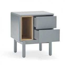 TEULAT Tables De Chevet Table De Chevet 2 Tiroirs Gris Perle -Surmatelas Soldes Magasin table de chevet 2 tiroirs gris perle 3