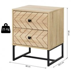 Homcom Tables De Chevet Table De Chevet 2 Tiroirs Style Graphique -Surmatelas Soldes Magasin table de chevet 2 tiroirs style graphique 2