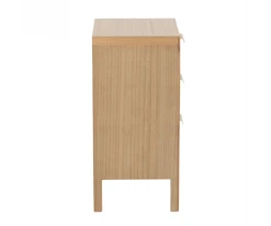 Meubles & Design Tables De Chevet Table De Chevet 3 Tiroirs En Bois Et Rotin -Surmatelas Soldes Magasin table de chevet 3 tiroirs en bois et rotin 2