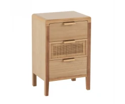 Meubles & Design Tables De Chevet Table De Chevet 3 Tiroirs En Bois Et Rotin