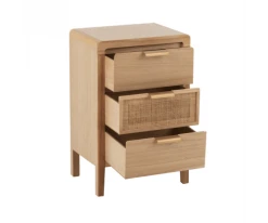 Meubles & Design Tables De Chevet Table De Chevet 3 Tiroirs En Bois Et Rotin -Surmatelas Soldes Magasin table de chevet 3 tiroirs en bois et rotin 4