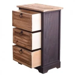 Mobili Rebecca Tables De Chevet Table De Chevet 3 Tiroirs En Bois Naturel Et Noir -Surmatelas Soldes Magasin table de chevet 3 tiroirs en bois naturel et noir 3