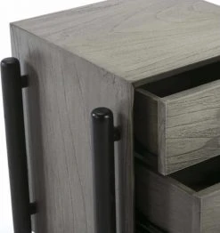 Thai Natura Tables De Chevet Table De Chevet 3 Tiroirs En Bois Teinté Gris Et Doré -Surmatelas Soldes Magasin table de chevet 3 tiroirs en bois teinte gris et dore 3