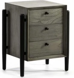 Thai Natura Tables De Chevet Table De Chevet 3 Tiroirs En Bois Teinté Gris Et Doré -Surmatelas Soldes Magasin table de chevet 3 tiroirs en bois teinte gris et dore 4