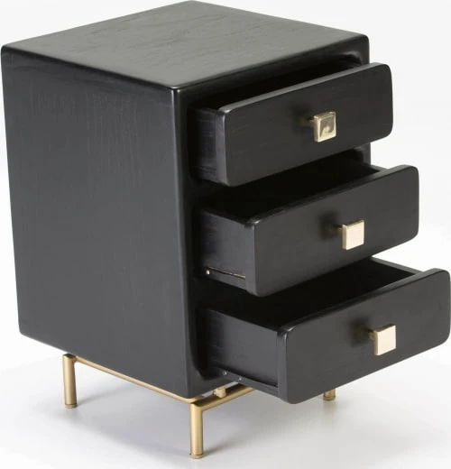 Thai Natura Tables De Chevet Table De Chevet 3 Tiroirs En Bois Teinté Noir Et Doré 4 Thai Natura Tables De Chevet Table De Chevet 3 Tiroirs En Bois Teinté Noir Et Doré – Image 2