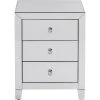 Kare Design Tables De Chevet Table De Chevet 3 Tiroirs En Verre Miroir -Surmatelas Soldes Magasin table de chevet 3 tiroirs en verre miroir