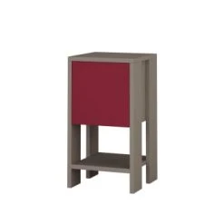 Toilinux Tables De Chevet Table De Chevet Gris Foncé -Surmatelas Soldes Magasin table de chevet avec 1 porte bordeaux et taupe 6