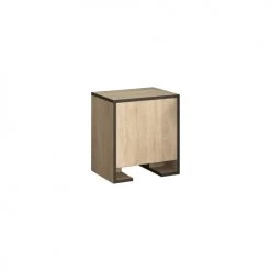 Toilinux Tables De Chevet Table De Chevet Avec 1 Porte Effet Bois Anthracite