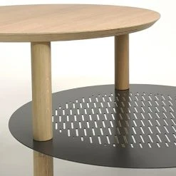 DIZY Design Tables De Chevet Good Is Beautiful Table De Chevet Avec 2 Plateaux Décalés En Chêne & Métal Noir -Surmatelas Soldes Magasin table de chevet avec 2 plateaux decales en chene metal noir 3