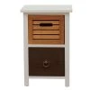 Mobili Rebecca Tables De Chevet Table De Chevet Avec 2 Tiroirs En Blanc Et Bois Brun -Surmatelas Soldes Magasin table de chevet avec 2 tiroirs en blanc et bois brun
