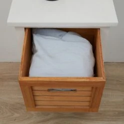 Mobili Rebecca Tables De Chevet Table De Chevet Avec 2 Tiroirs En Blanc Et Bois Brun -Surmatelas Soldes Magasin table de chevet avec 2 tiroirs en blanc et bois brun 3