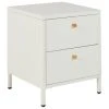 Beliani Tables De Chevet Table De Chevet Avec 2 Tiroirs En Métal Blanc -Surmatelas Soldes Magasin table de chevet avec 2 tiroirs en metal blanc