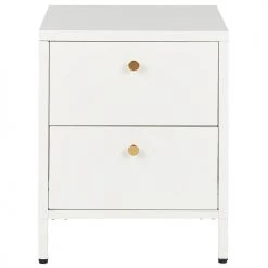 Beliani Tables De Chevet Table De Chevet Avec 2 Tiroirs En Métal Blanc -Surmatelas Soldes Magasin table de chevet avec 2 tiroirs en metal blanc 2