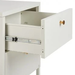 Beliani Tables De Chevet Table De Chevet Avec 2 Tiroirs En Métal Blanc -Surmatelas Soldes Magasin table de chevet avec 2 tiroirs en metal blanc 4