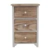 Mobili Rebecca Tables De Chevet Table De Chevet Avec 3 Tiroirs En Bois Naturel Et Blanc -Surmatelas Soldes Magasin table de chevet avec 3 tiroirs en bois naturel et blanc